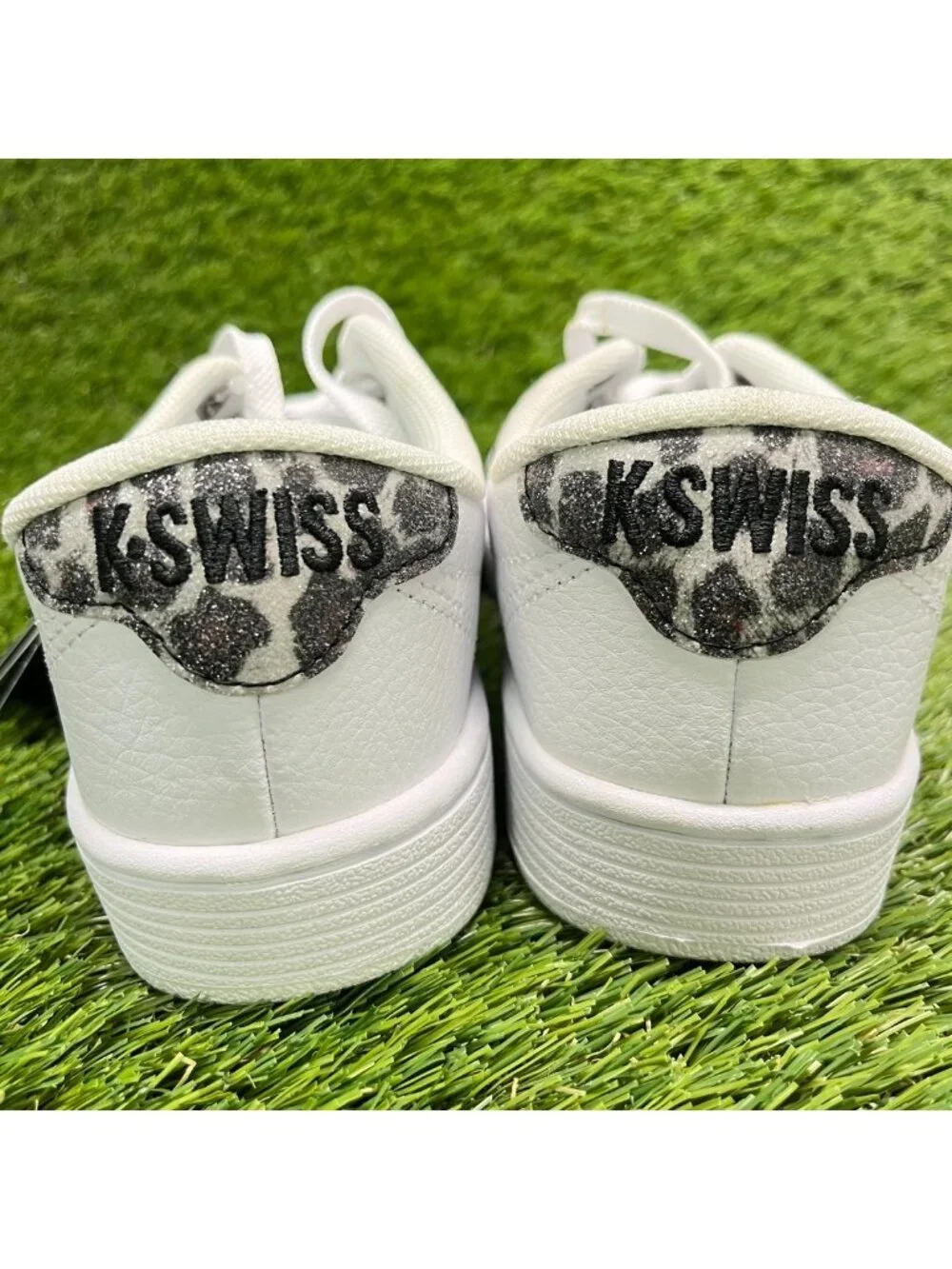 K-Swiss Court Pro II Leopard Womens Size 6 White Black Athletic Shoes Sneakers